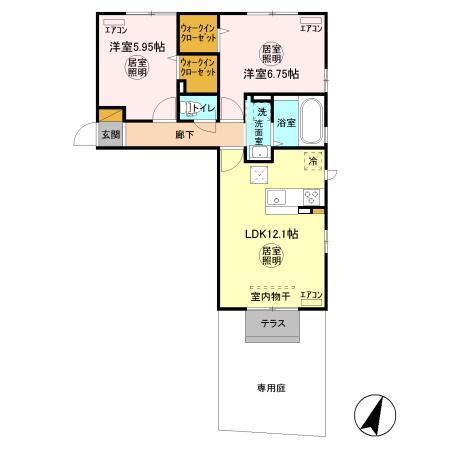 パストラルコート C(2LDK/1階)の間取り写真