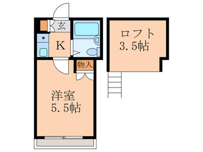 スカイピア徳丸(1K/2階)の間取り写真