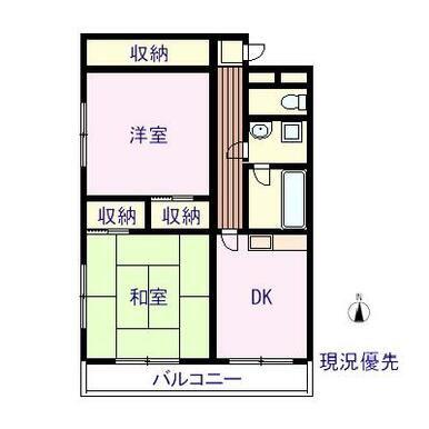 ピースタウンフロンティア(2DK/3階)の間取り写真