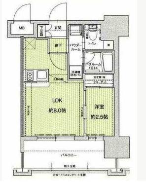 ドゥーエ赤坂(1LDK/10階)の間取り写真