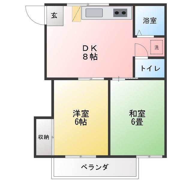 バードハイツ(2DK/1階)の間取り写真