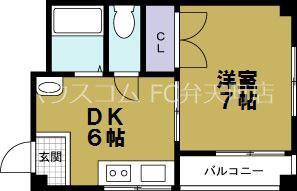 浪華園ハイツ(1DK/3階)の間取り写真