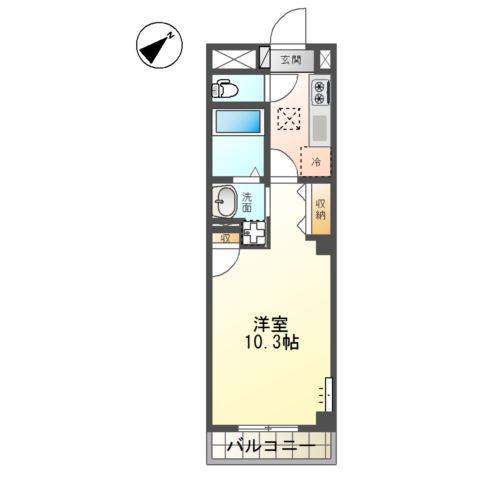 プロムナード石津(1K/1階)の間取り写真