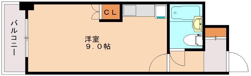 ロフティ西新(ワンルーム/9階)の間取り写真