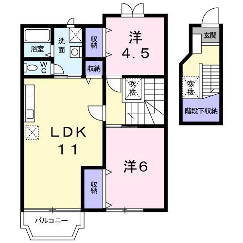 リバーサイド・ドリームIII(2LDK/2階)の間取り写真
