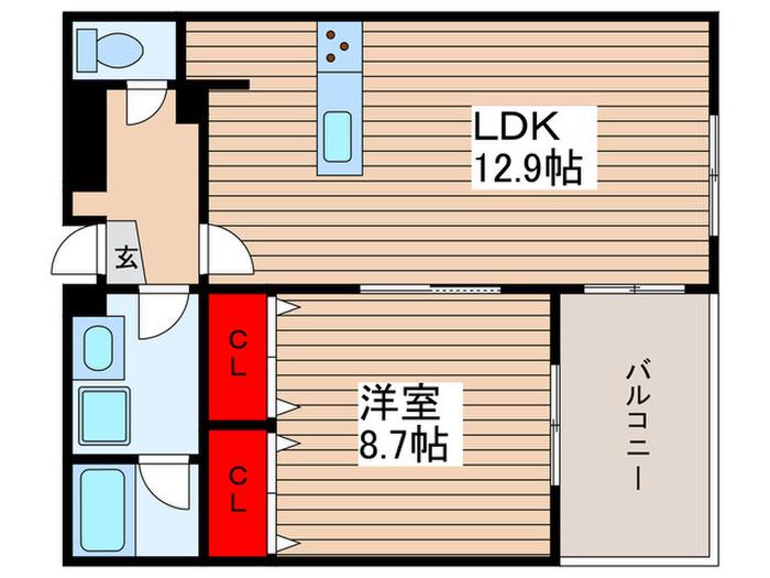 MAKES B棟(1LDK/2階)の間取り写真