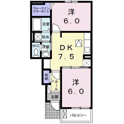 エターナル ハーモニー A(2DK/1階)の間取り写真