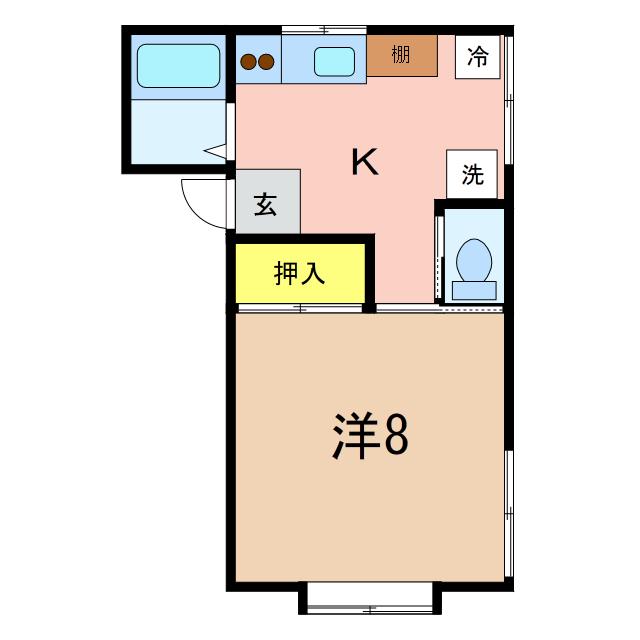 ベルピア(1K/1階)の間取り写真