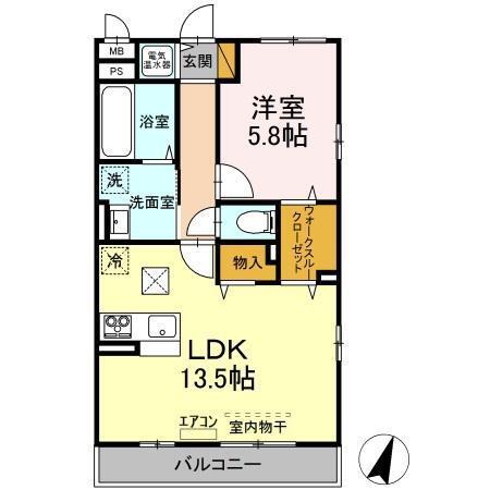 ROYAL イースト(1LDK/1階)の間取り写真