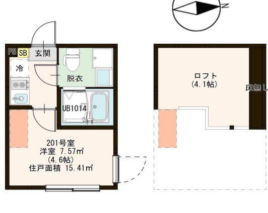 ハーモニーテラス金町V(1K/2階)の間取り写真