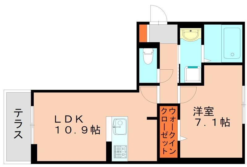 エレガンス仲原西(1LDK/1階)の間取り写真