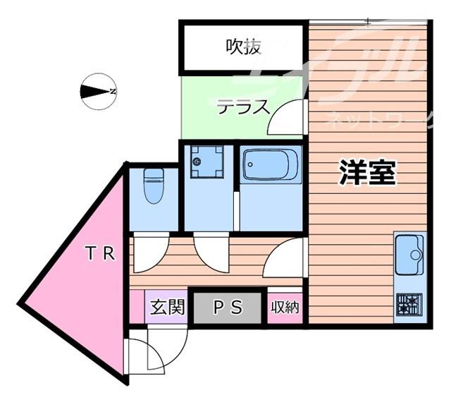 ハイム緑地公園(ワンルーム/3階)の間取り写真