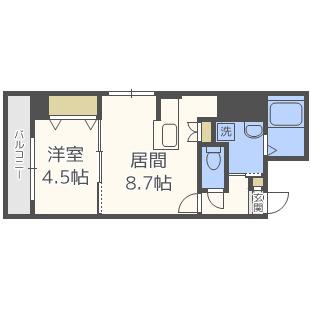 ノースプレミア大通北(1LDK/5階)の間取り写真