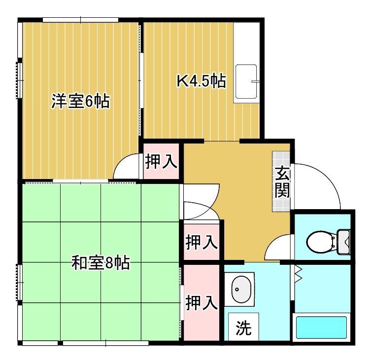 シェモア松葉A(2K/1階)の間取り写真
