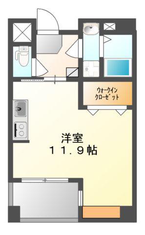 BLANC MUR ブランミュール(ワンルーム/1階)の間取り写真