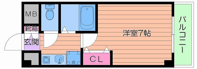 インターナショナル上汐(1K/8階)の間取り写真