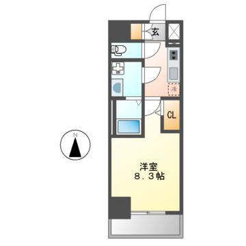 ディアレイシャス名古屋太閤通IV(1K/10階)の間取り写真