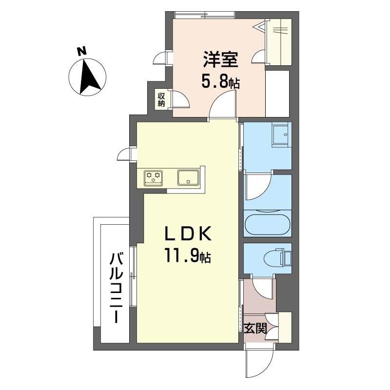 ソレイユ(1LDK/2階)の間取り写真
