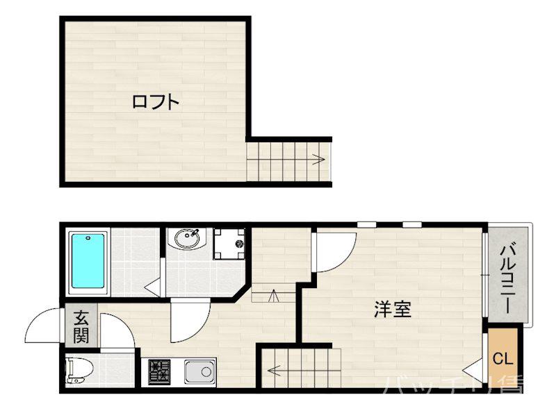 クレオ箱崎宮前八番館(1K/1階)の間取り写真