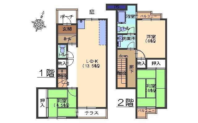 鈴が峰第二(3LDK/1階)の間取り写真