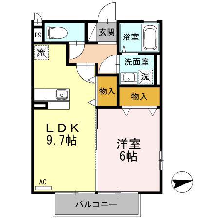 アンジュ(1LDK/2階)の間取り写真