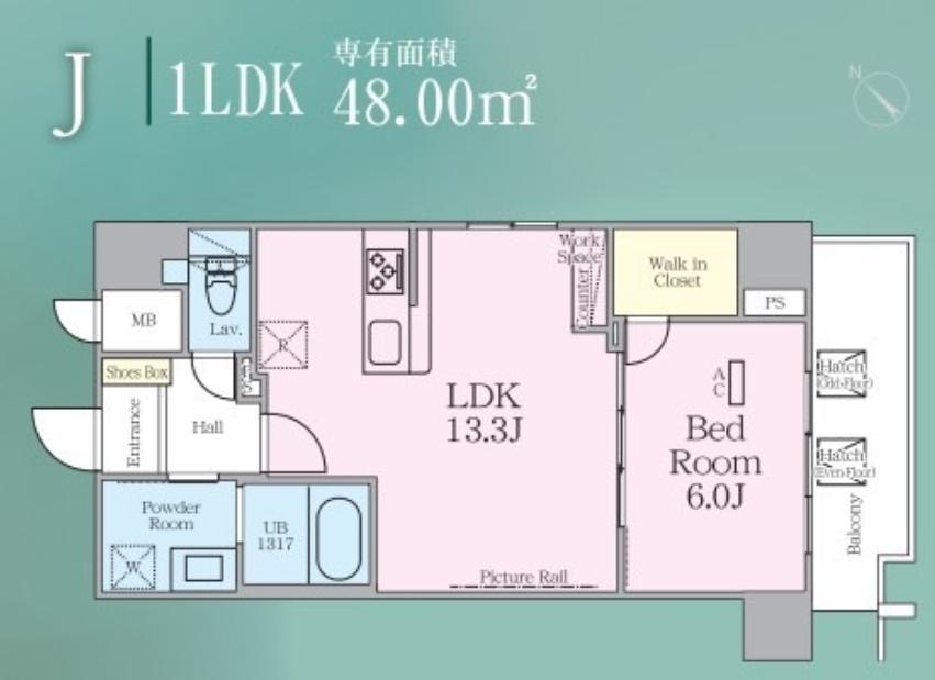 ゼンパレス日本橋(1LDK/8階)の間取り写真