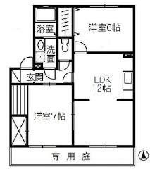 サンパティークA棟(2LDK/1階)の間取り写真