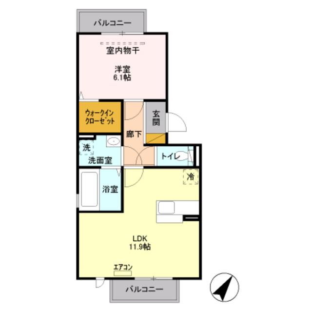 シャトレー明神(1LDK/2階)の間取り写真