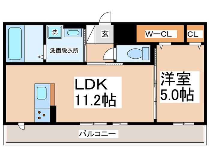 アソシエ高松東(1LDK/3階)の間取り写真