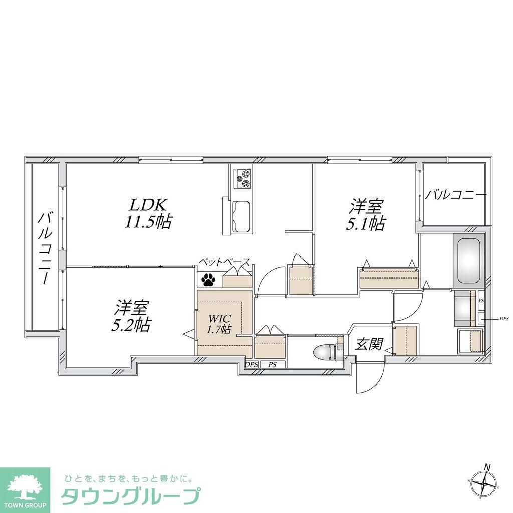 入谷西3丁目メゾン(2LDK/2階)の間取り写真
