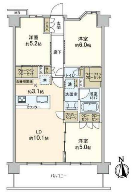 サンクレイドル西川口III(3LDK/1階)の間取り写真