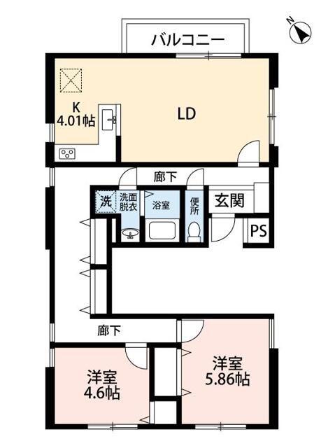 フロレスタ大倉山壱番館(2LDK/3階)の間取り写真