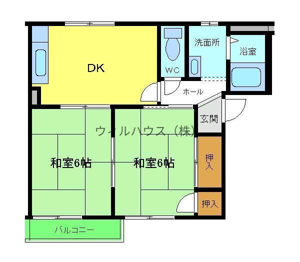 ライブハイツ(2DK/2階)の間取り写真