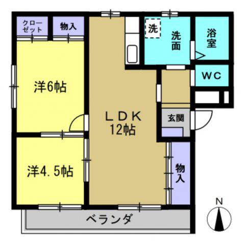 ロイヤルパレスFUKI(2LDK/1階)の間取り写真