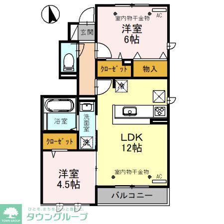 ファインガーネット(2LDK/1階)の間取り写真