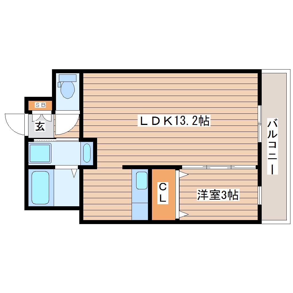 パルメゾン高砂I(1LDK/3階)の間取り写真