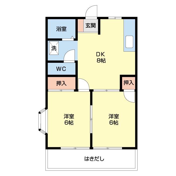 シティハイツ大石(2DK/1階)の間取り写真
