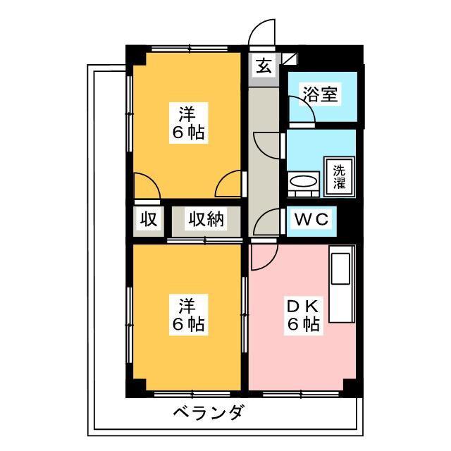 クレール梅が丘(2DK/2階)の間取り写真