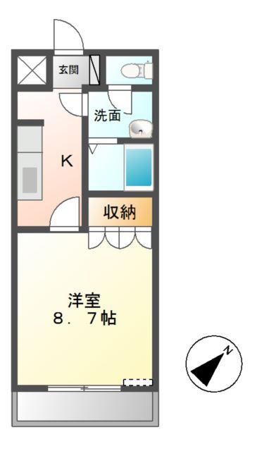 PEAR-COURT3(1K/1階)の間取り写真
