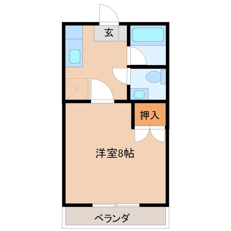 ボヌール春日(1K/2階)の間取り写真
