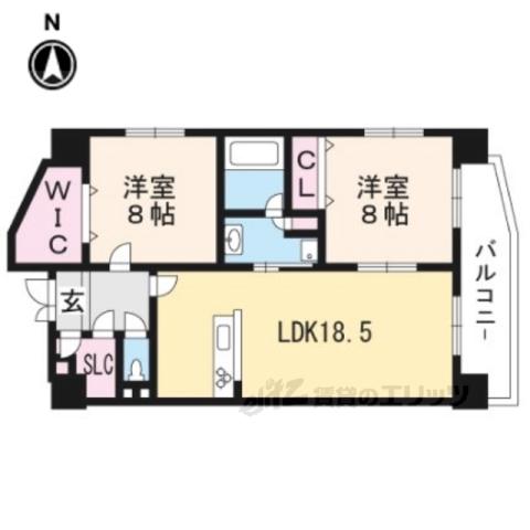 ES-GRANDE京都長岡天神(2LDK/3階)の間取り写真