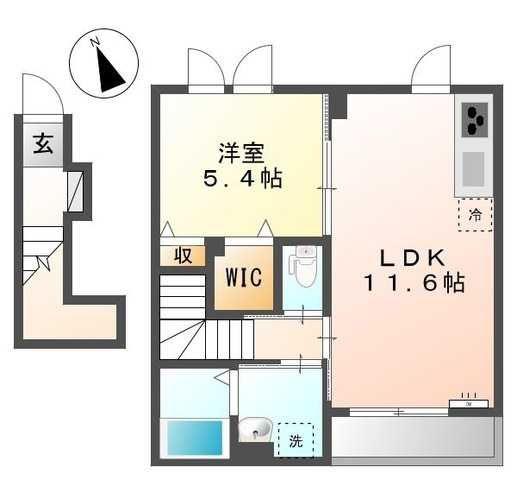 パイン メルヴェージュ(1LDK/2階)の間取り写真