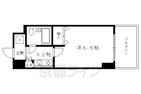 DETOM-1一条通(1K/7階)の間取り写真