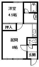ニューポート(1LDK/1階)の間取り写真
