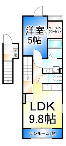 グレイス・チェスタ(1LDK/2階)の間取り写真