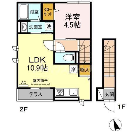 セジュール西台 8号棟(1LDK/2階)の間取り写真