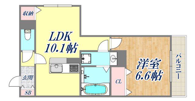 ユーフォリア(1LDK/1階)の間取り写真