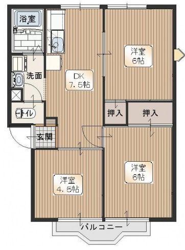 サンハイツムカイC(3DK/1階)の間取り写真
