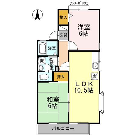 ルミエールはらA(2LDK/2階)の間取り写真