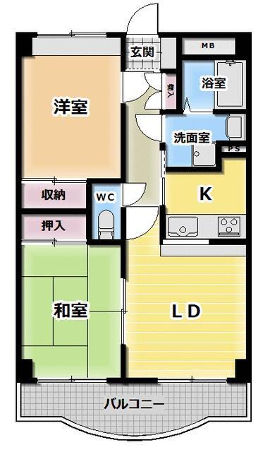 ヴェルシャトー京都(2LDK/3階)の間取り写真